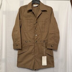 Trave Portia Romper Womens Size XS‎ Blonde Brown Denim Long Sleeve Utility NWT